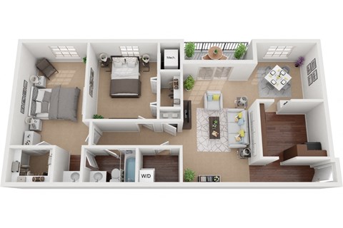 Floor plan for 2 beds, 1 bath, 1100 sqft
